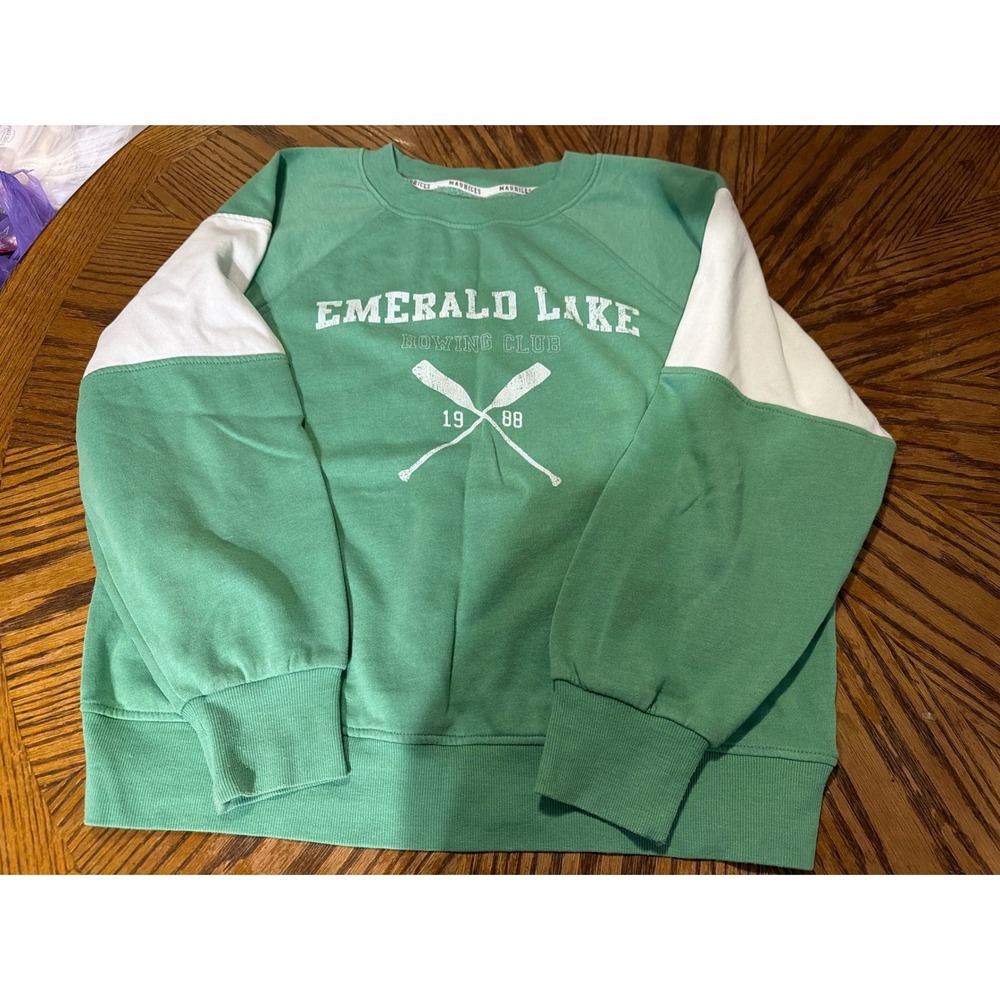 Maurices Emerald Lake Rowing Club Green Graphic Sweatshirt Women Large 1988
